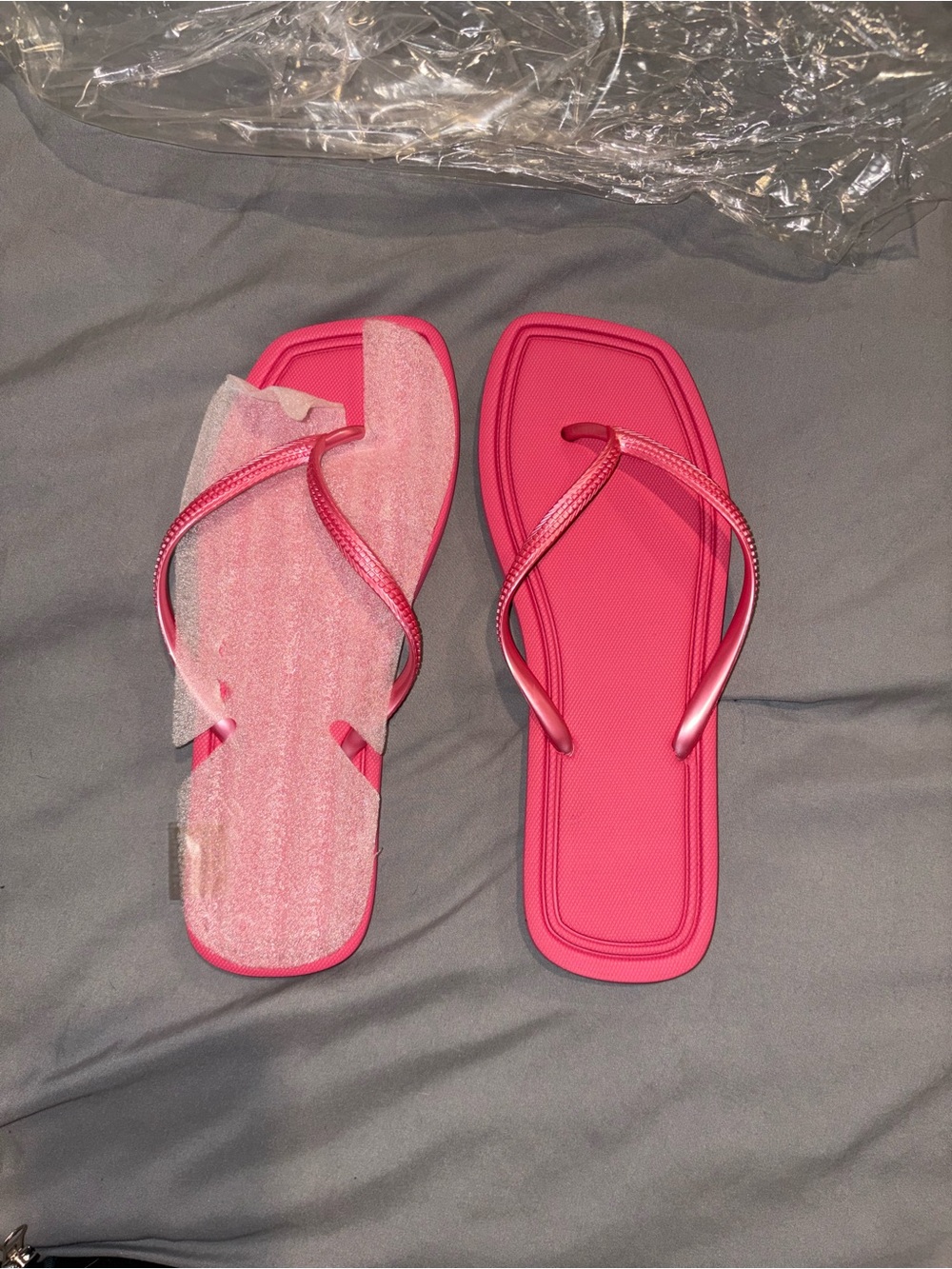 Women's Pink Square-Toe Flip Flop Sandals